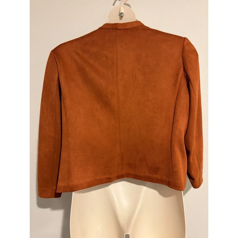 Bar 111 Rust Faux Suede Drape Open Jacket~Sz XL~ Autumn Shirred Sleeves Capsule